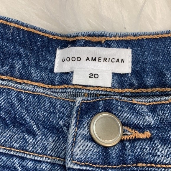 Good American Good 90’s High Waisted Denim Jean Frayed Cut Off Shorts Plus Sz 20 - Picture 7 of 13